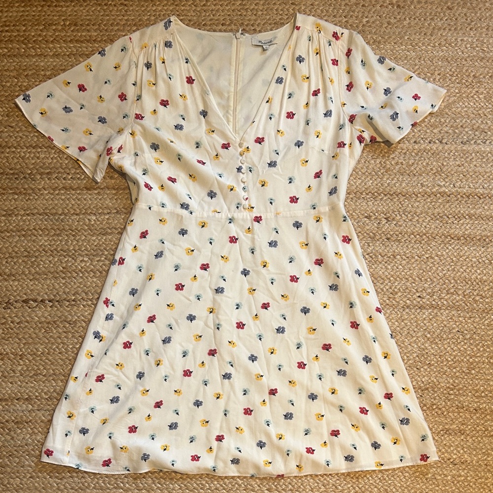 Madewell Floral Flutter-Sleeve Mini Dress